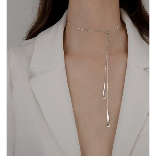 Triangle Pendant Necklace Y Shape Adjustable Geometric Necklace Long Chain Choker Women Girls Fashion Jewelry Accessories