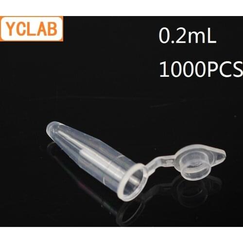 YCLAB 1000PCS 0.2mL Centrifuge Tube EP Plastic Conical Bottom Connect with Lid no Graduation Ethylene Propylene