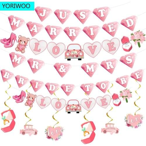 YORIWOO To Be Bride Balloon Accessories Just Married Bachelorette Party Decorations Mr Mrs Wedding Diamond Bridal Shower Favors