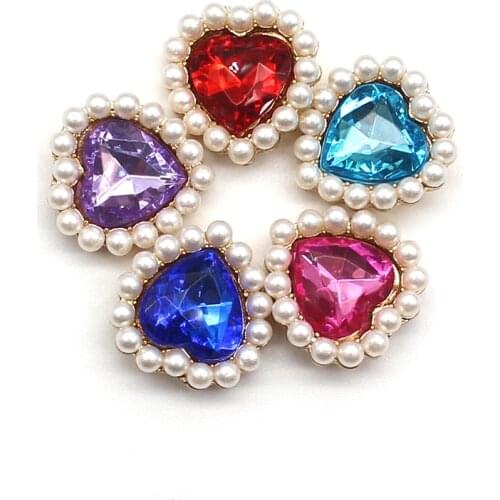 OFXSHIP 10Pcs/Lot 20MM Fashion Alloy Heart-shaped Pearl Creative Gift Box Decoration Accessories DIY Clothing Accessories