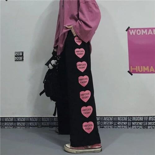 2021 Harajuku woman pants Japanese pattern hip hop pants women wide leg pant women men jogger women pants casual Oversize pants