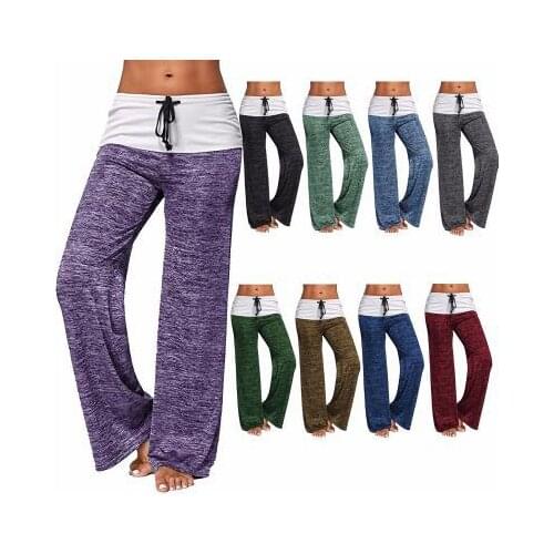Ladies wide-leg pants 2021 fashion new patchwork high-waist lace-up quick-drying outdoor leisure sports yoga pants wide-leg pant