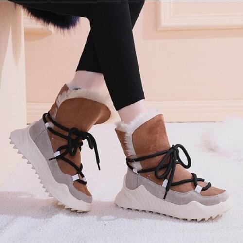 Rimocy Non-slip Warm Snow Boots Women Winter Cotton Padded Shoes Chunky Platform Ankle Boots Thick Plush Womens Sneakers New