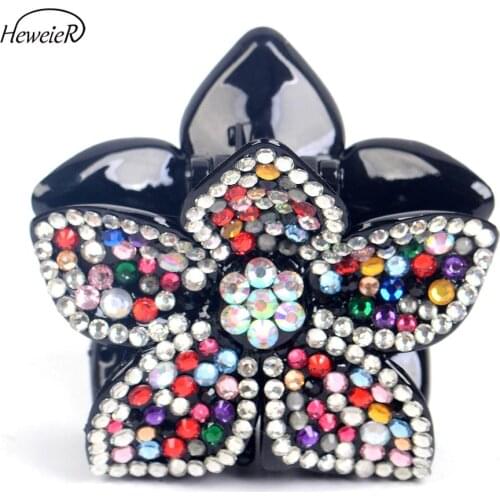 Women Lady Plastic Rhinestone Crystal Stones Hair Crab Claws Clamp Clip Pins Flower Grip Holding Hairpiece Headwear Accessories