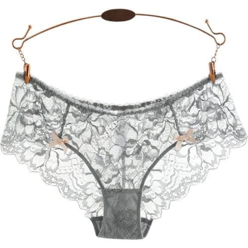 Ladies sexy lace underpants net gauze transparent no trace raise the waist in the waist pants crotch cotton