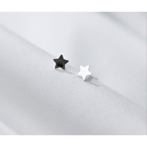 100% 925 Sterling Silver Cute Tiny Star Stud Earrings for Women Fashion Girls Silver Earrings Gift