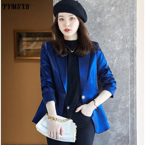 Large Size Womens Temperament Office Small Suit High-quality Autumn 2021 New Fashion Slim Long-sleeved Acetate Female Jacket