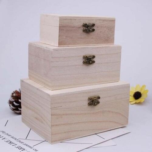 1PC Portable Multifunction Case with Lid Solid Wood Jewellery Earring Necklace Storage Container Box for Home Supply Decor