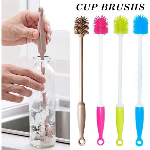 30CM Bottle Cleaning Brush Long Handle Silicone Brushes Flask Cleaner for Narrow Neck Containers C1
