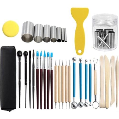 33pcs/set Polymer Clay Mould Tools Kit Clay Sculpting Set Sculpt Smoothing Wax Carving Pottery Ceramic Shapers DIY Carved Tools