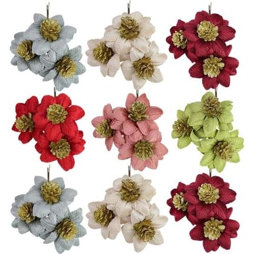 4 Bundles Artificial Pine Cones Flowers Christmas Tree Decorations For Home Wedding Party Decor Fake Flower DIY Wreath Crafts