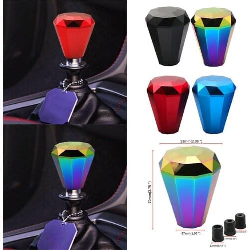 4 Styles Universal Diamond Shift Knob Car Aluminum Manual Gear Shifter Lever Knob With 8/10/12MM Install Adapters Accessories