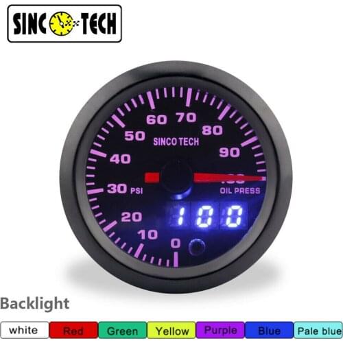 52mm 7-Color 12v Car Truck LED Digital Oil Pressure Meter Gauge Kit