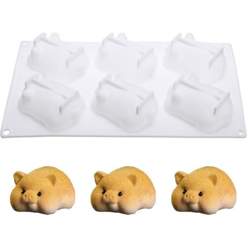 Cute Golden Pig Shape Cake Mold Silicone Cartoon Mousse Cake Jelly Pudding Mold Kitchen DIY Pastry Baking Tool Craft Mold Decor