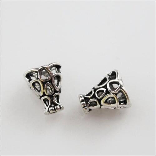 60Pcs Tibetan Silver Color Hollow Speaker End Bead Caps Craft DIY 7.5x9mm
