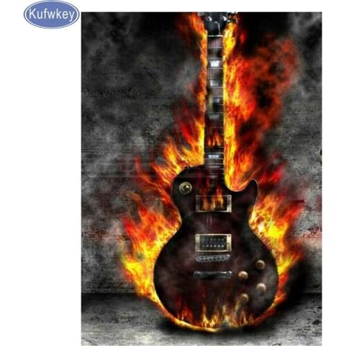 Kufwkey 5D DIY Diamond Painting Rock Guitar Full Square diamond mosaic"music " Diamant Painting Cross Stitch,stickers,Home decor