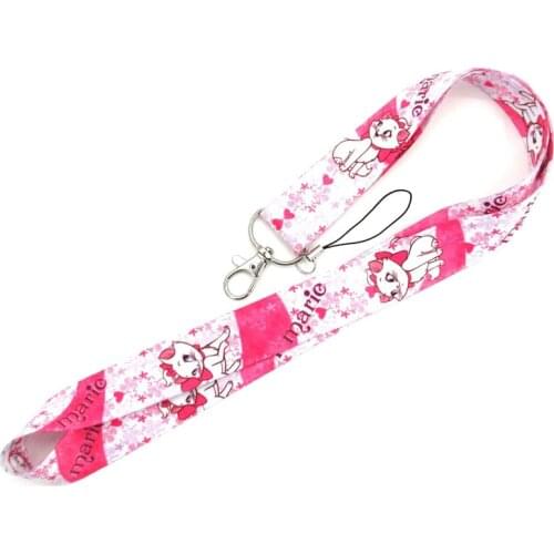 10Pcs Disney Marie Cat Neck Lanyard Cartoon Keychain Mobile Phone Strap ID Badge Holder Rope Key Chains Children Gifts