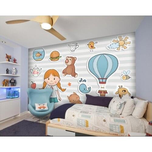Custom children wallpaper, cartoon cute animals for children room living room TV wall vinyl which paper DE parede
