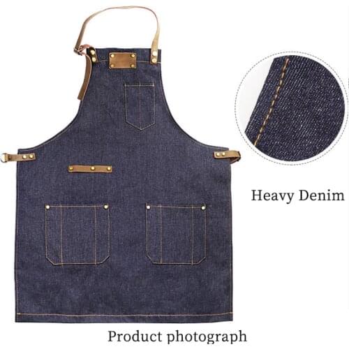 Denim Apron Fashion Barista Milk Tea Shop Baking Men And Women Work Clothes Personalized Work Clothes For Barbers