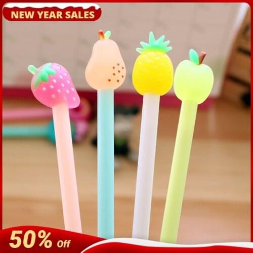 1PC Cartoon Gel Pens Students Pen Fruit Head Neutral Pen Creative Black Pen for School and Office Cute Stationary Pen Wholesale