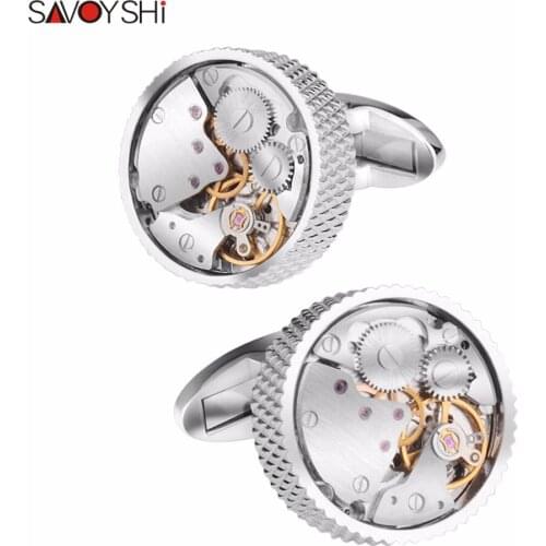 SAVOYSHI Classic Shirt Cufflinks For Men Brand High Quality Round Mechanical Watch Movement Cuff Buttons Business Gift