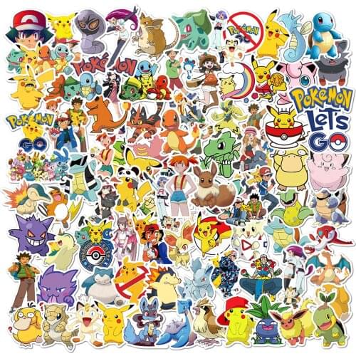 Pokemon Kawaii Cartoon Anime Waterproof Stickers For trunk Skateboard Laptop DIY Waterproof Kids stickers Toys Gift