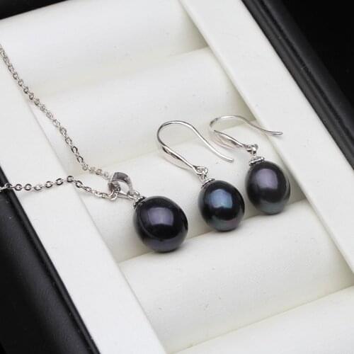Fashion Pearl Jewelry Set Multi colour Freshwater Pearl Necklace Earrings 925 Sterling Silver Jewelry Set For Women