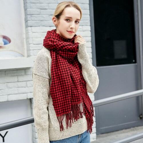 Fashion Double-sided Warmth Cashmere Ladies Mulit-color Plaid Pattern Scarf Shawl Womens Basic Scarves Drop Party Outdoor Decor