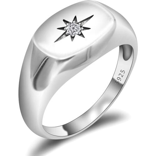 Men Sing 925 Sterling Silver AAA Cubic Zircon Special Design Geometric Rectangle Shape Classic for Man Women Fashion Jewelry