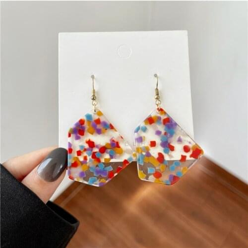 Irregular Color Acrylic Earring New 2021 Fashionable Joker Retro Geometric Stud Earrings Temperament Is Contracted Women Jewelry