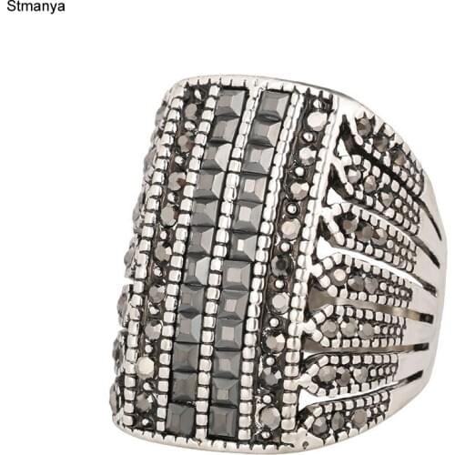 New Vintage crystal Ring for men Women fashion Design Black Rhinestone Rings Best gift Jewelry Gift 20052