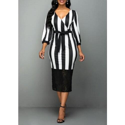 2020 Autumn Women Large Size Dress Elegant Retro Zebra Pattern High Waist Wrap V-neck Sexy Fashion Large Size Dress Vestidos