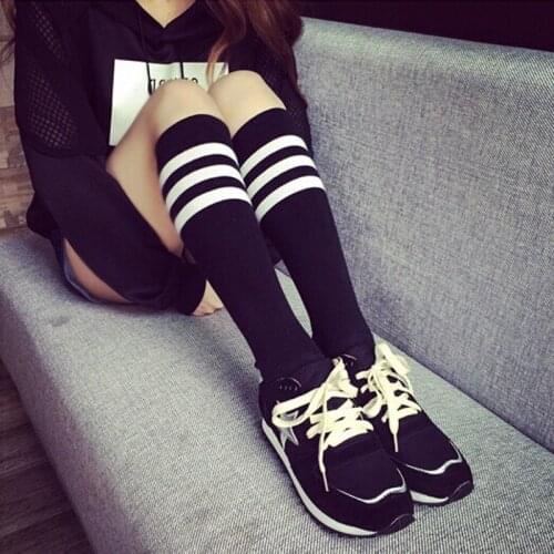 Striped Socks Women Harajuku Japanese Fashion Korean Style Long White Designer Calf Socks Kawaii Cute Sock calcetine de la mujer