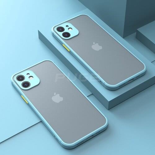 Luxury Shockproof Armor Matte Case for iPhone 11 12 Pro Max Mini XR X XS 7 8 Plus SE 2020 Square Silicone Bumper Clear Cover