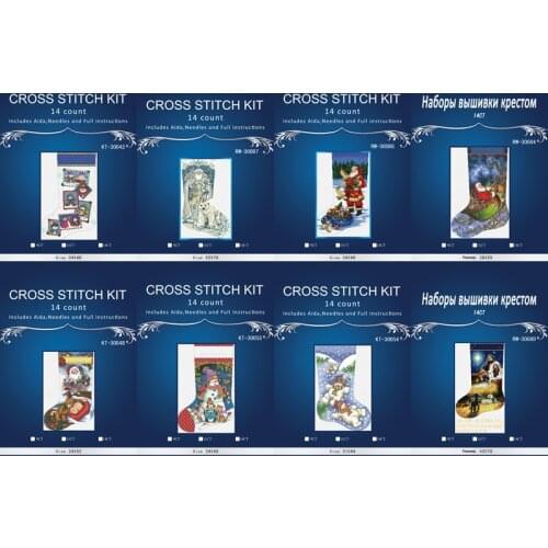 Christmas sock 2 Styles Counted Cross Stitch 14CT Cross Stitch Sets Wholesale cartoon Cross-stitch Kits Embroidery Needlework