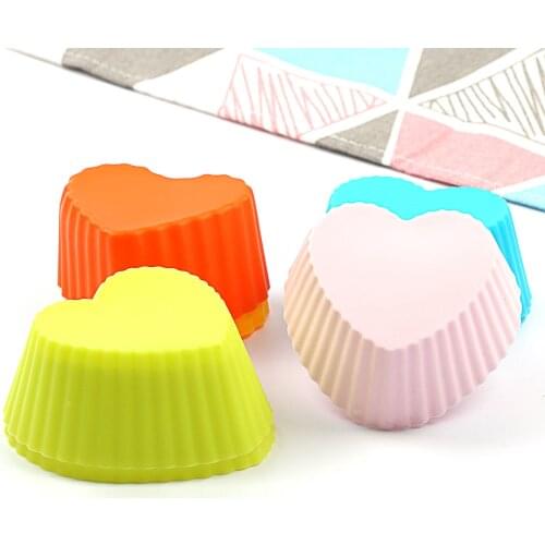Silicone cake Mold Fondant Pan 3D Muffin Cupcake Heart Shaped Kitchen Baking Pastry Tools Cake Decorating Tools 6/12PCS/Pack