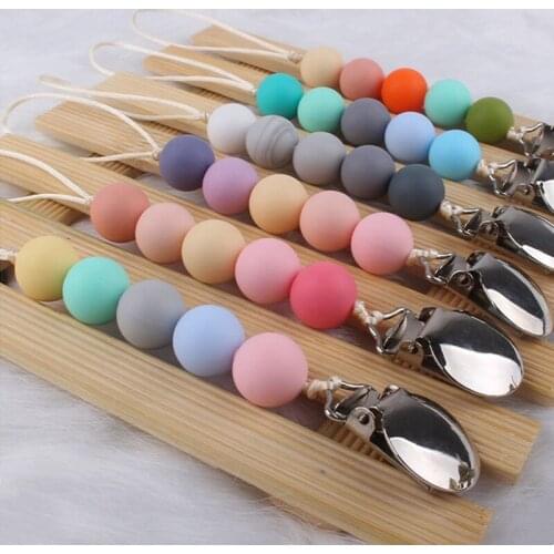 Handmade Silicone Baby Pacifier Clip Chain Infant Toddler Dummy Soother Nipple Holder Strap Baby Teether Chew Toy Teething Chain