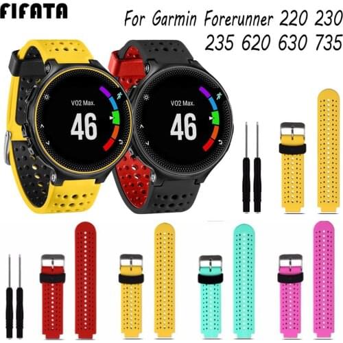 FIFATA Silicone Band Replacement Watchstrap For Garmin Forerunner 235 220 230 620 730 735 Smart Watch Outdoor Sport Wristband