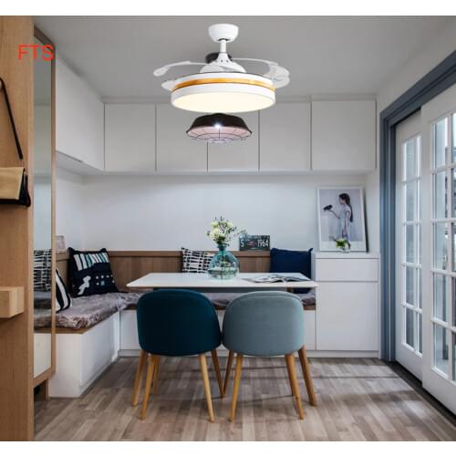 Modern and simple invisible fan light remote control living room dining room fan light Macaron Nordic ceiling fan light