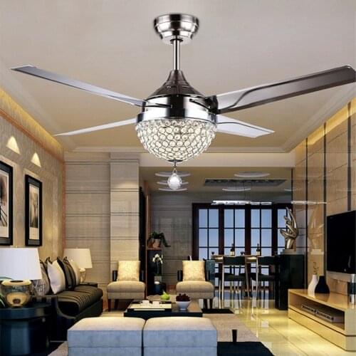 Led ceiling fan light stainless steel ceiling fan light original crystal ceiling fan light