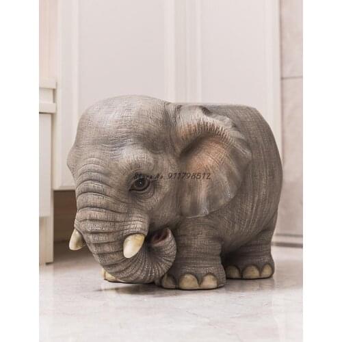 Cute European Elephant Shoe Stool, Cartoon Animal Shoe Stool, Creative Home Living Room Stool, Coffee Table Stool