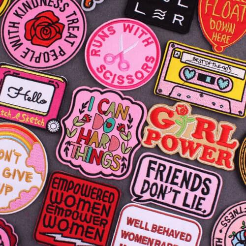 Cartoon Flower Patch DIY Hippie Letter Embroidered Patches For Clothing Thermoadhesive Patches Iron On Patch On Clothes Stripes