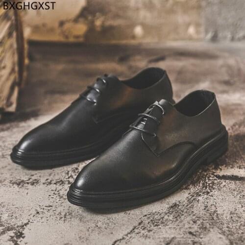 Oxford Dress Shoes Mens Fashion Elegant Leather Shoes Men Classic Italian Black Formal Shoes for Men Office 2021 Platform Sapato