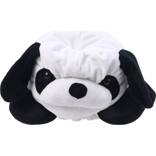2 In 1 U Shaped Neck Pillow with Cartoon Panda Plush Hat Funny Animal Stuffed Toys Travel Hooded Cushion Cap Photo Props