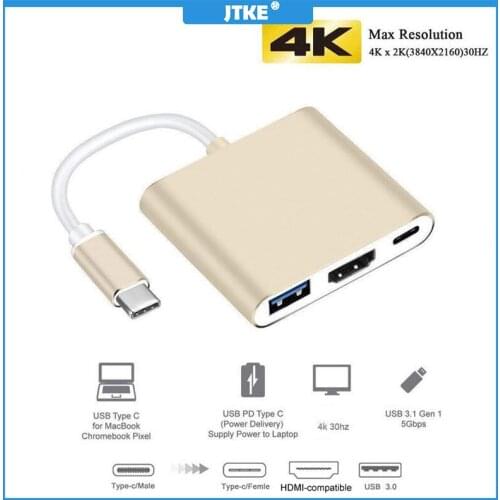 USB C HUB to HDMI-compatible For Macbook Pro/Air Thunderbolt 3 USB Type C Hub to HDMI-compatible USB 3.0 Port USB-C Power