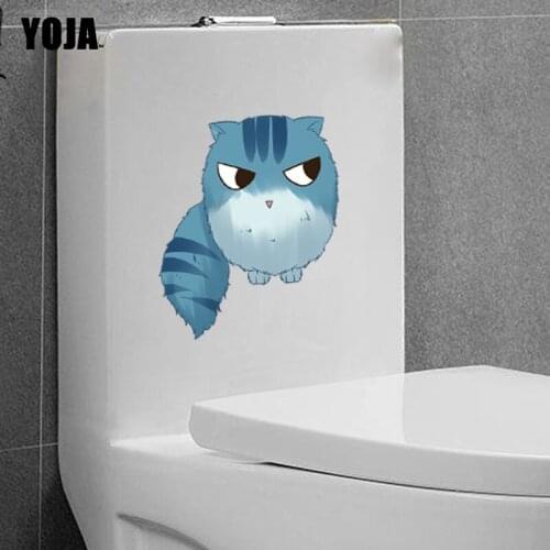 YOJA 17.8*21.1CM Cartoon Funny Cat Wall Sticker Living Room Home Decor Toilet Decal T3-0404