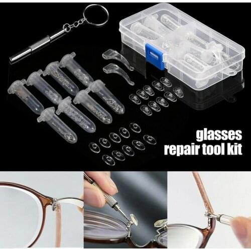 Spectacle Glasses Sunglasses Eye Glass Repair Kit Screws Nuts Pads Optical Repair Tool Set complete glass repair kit