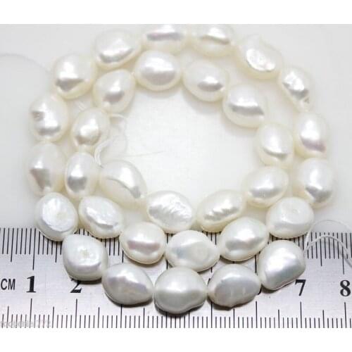 1 strand 9mm-11mm Natural White Freshwater Baroque Pearl Loose Beads 15'' A
