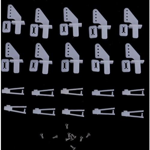 10 Sets Medium Lock On Nylon Control Horn And Clevis 21mm Set Rudder Servo Ailerons Elevators For RC Fixed Wing Airplane