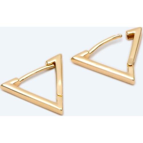 10pcs Triangle Leverback Ear Hooks 16mm, 18K Gold Plated Brass, Geometric Earring Hoop Components (GB-2358)